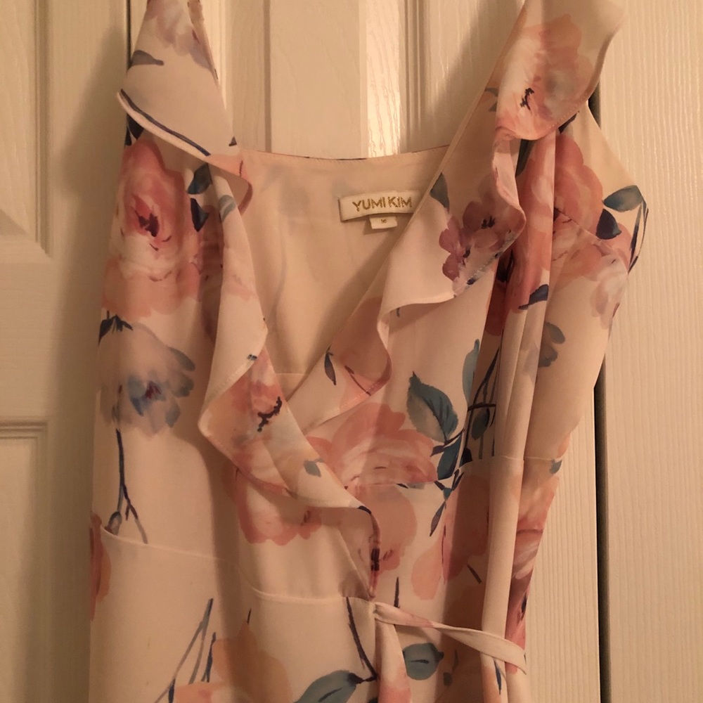 Yumi Kim maxi floral wrap ruffle dress pink m